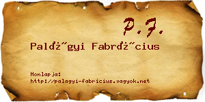 Palágyi Fabrícius névjegykártya